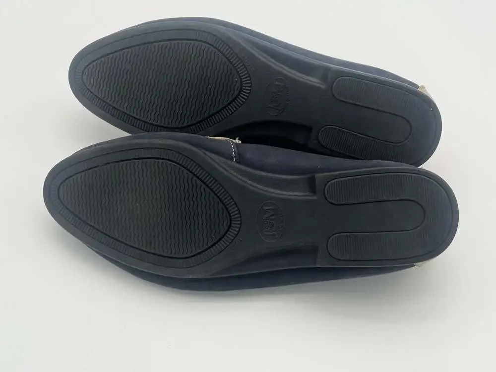 Johnston & Murphy Fringe Loafer, Navy and Beige Suede, Size 7.5 M made in Italy